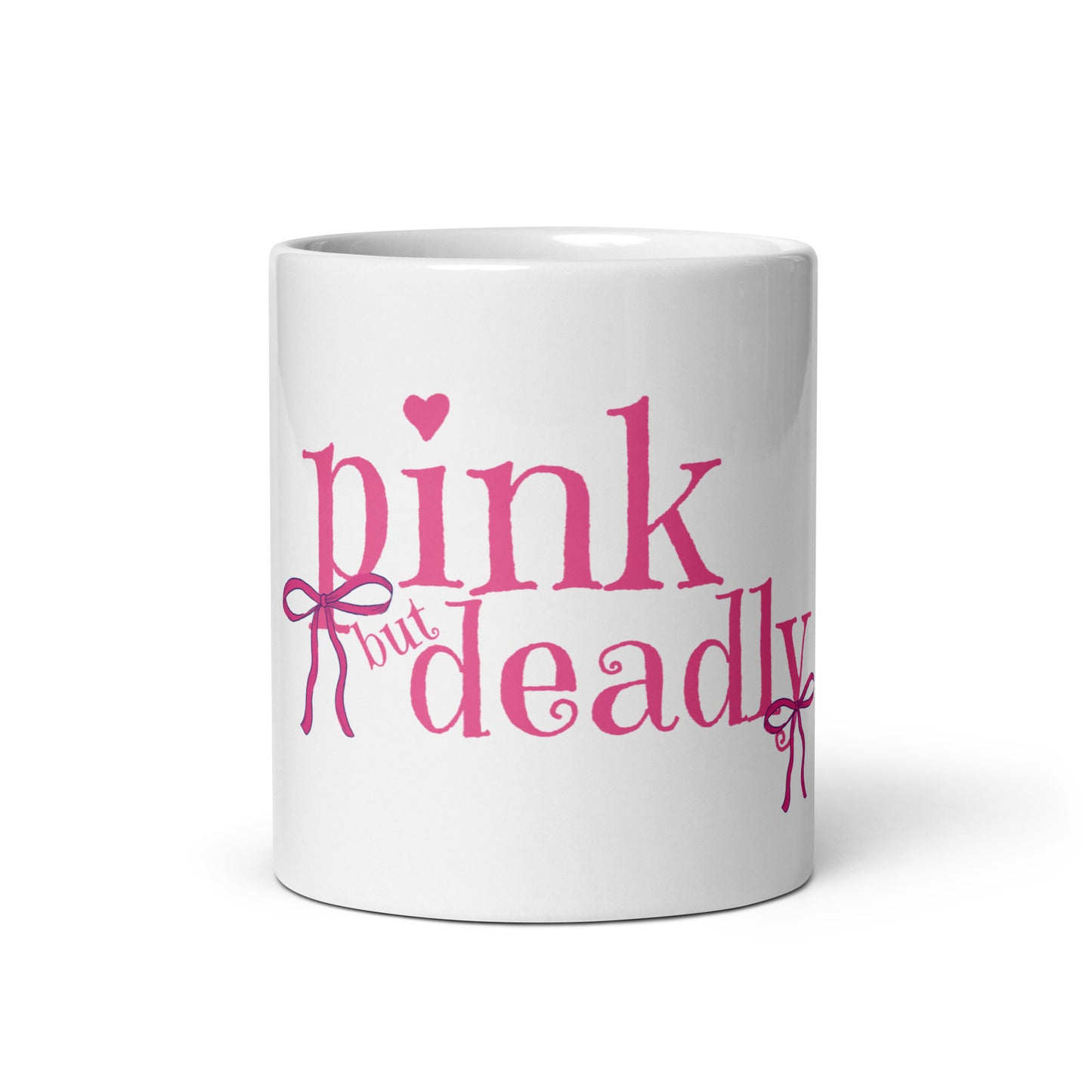 Pink but Deadly White glossy mug